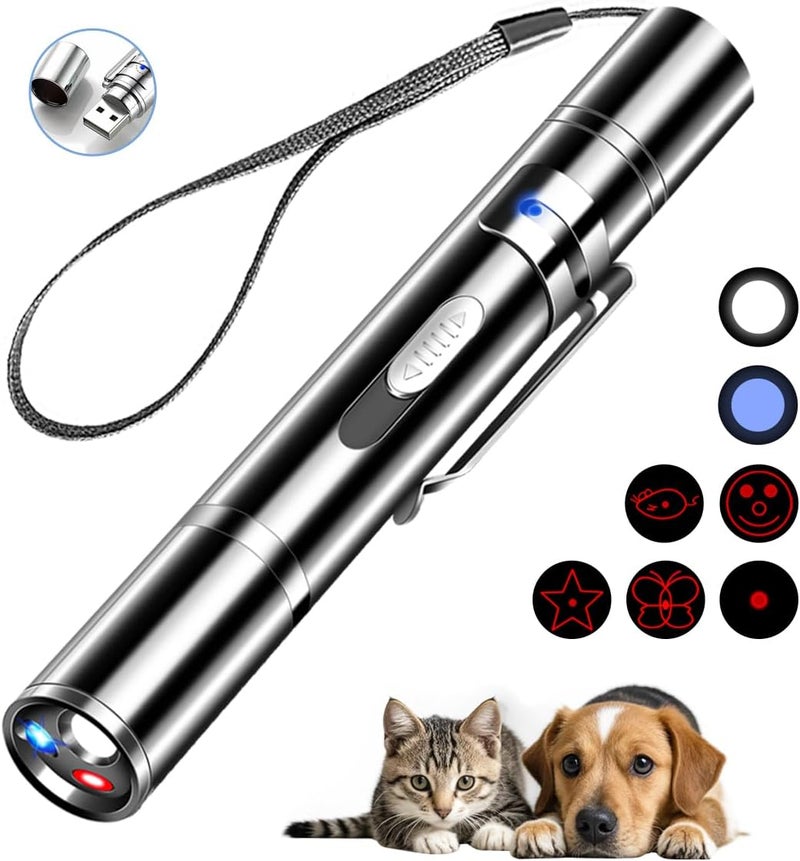 Rumcut Laser Pointer Cat Toys, Cat Laser Pointer Toy with Three Light Modes, Five Adjustable Patterns,USB Portable Charging, Interactive cat Toy Multifunctional and Portable - Image 1